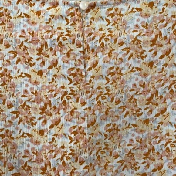 LC Lauren Conrad Bell Sleeve Split Back Top Floral Flowers Peach Size Medium - Picture 5 of 7